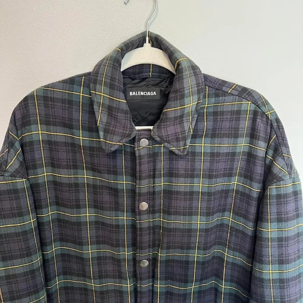Balenciaga flannel padded puffer jacket